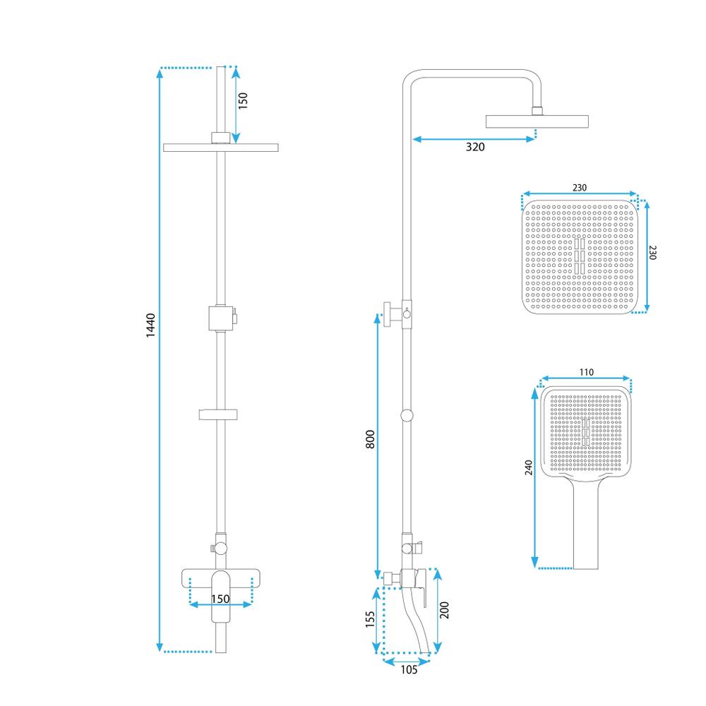 Zestaw Natryskowy REA ARGUS MIEDŹ SZCZOTKOWANA