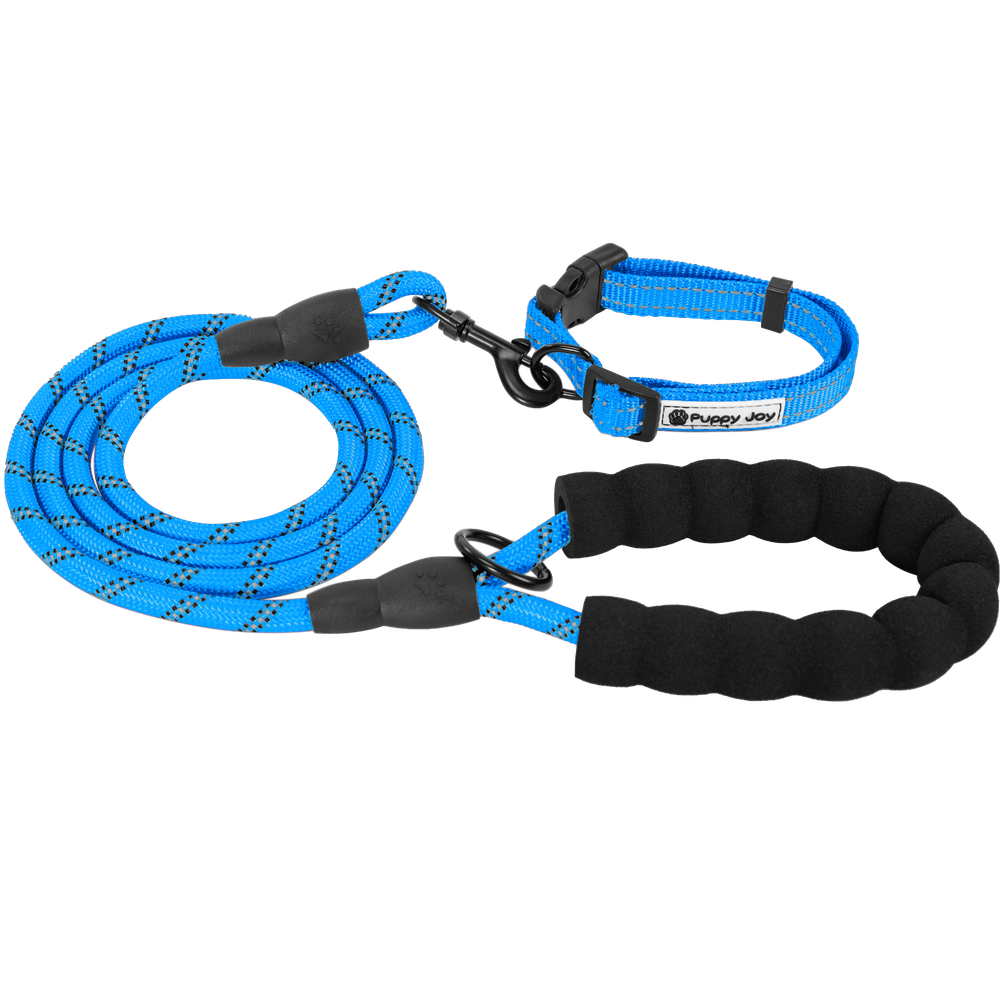 Smycz i obroża dla psa odblaskowa PJ-037 niebieska
