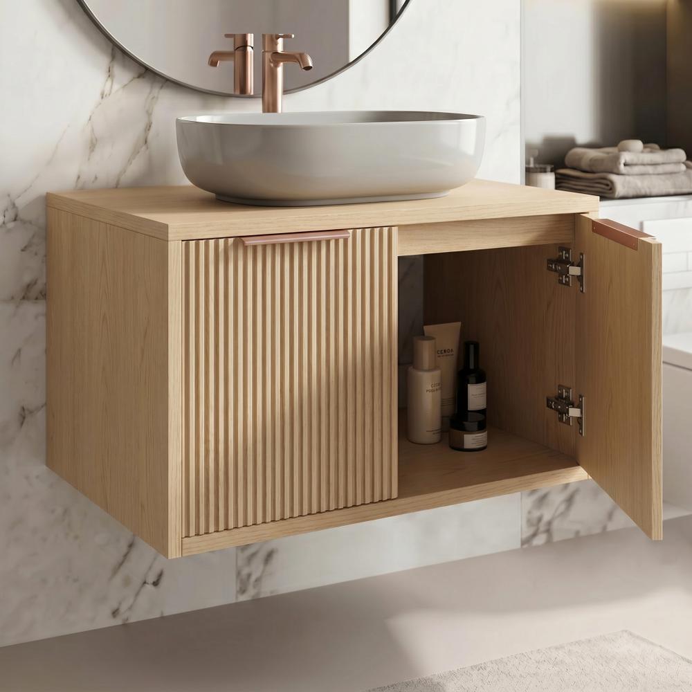 Dulap baie pentru lavoar Rea Core 80cm Beige