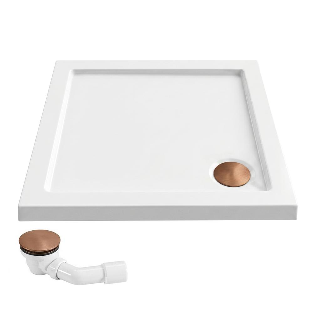 Dušas paliktnis Rea Belmond White 80x80 Brush Copper