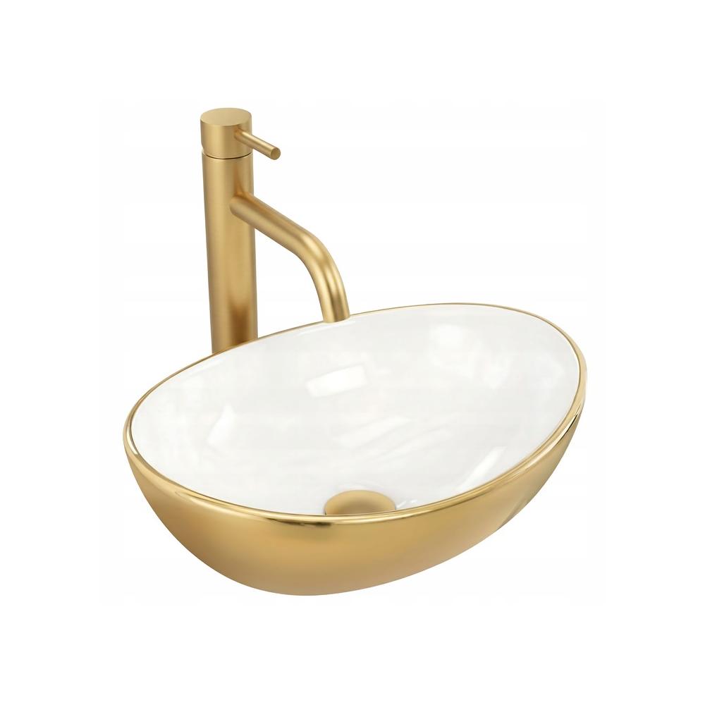 Umywalka nablatowa Basaro Sara Gold / White