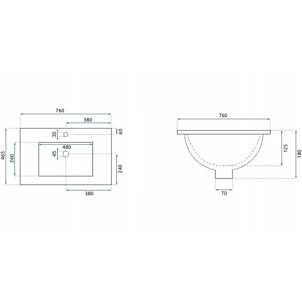 Lavatório embutido Rea Dafne 75
