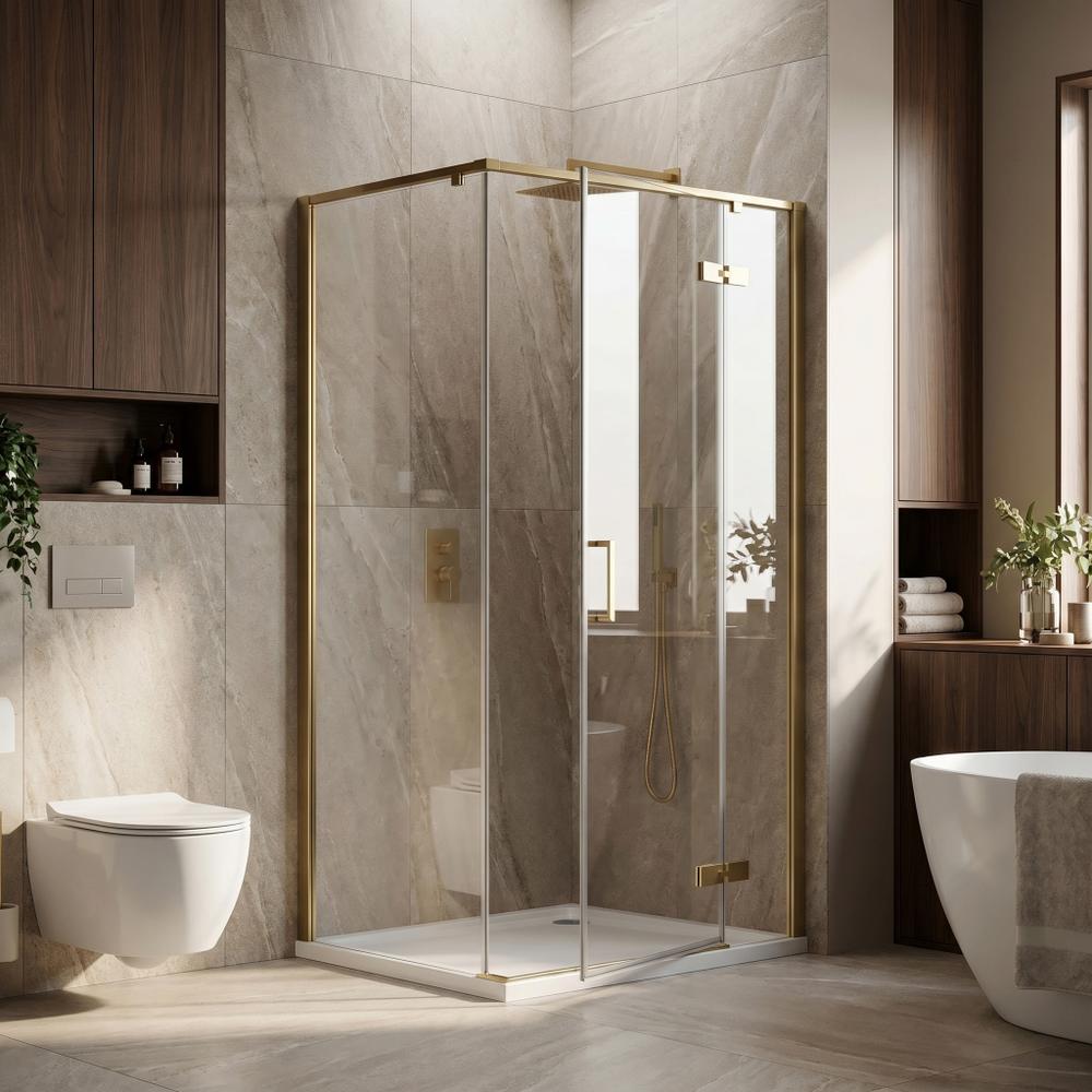 Shower enclosure Rea Bruno 100x80 Brush Gold