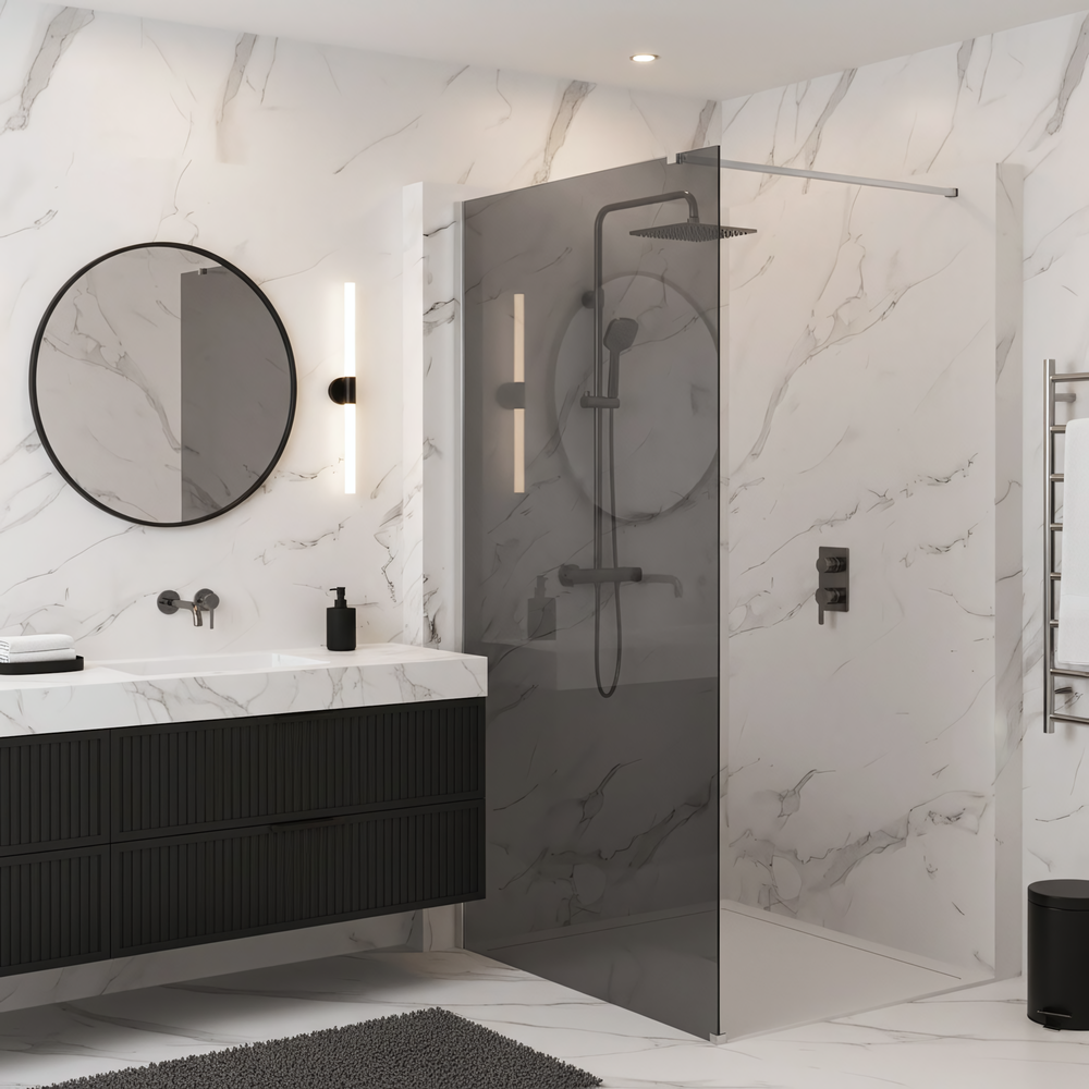 Tuš zaslon Rea Flexi Grey / Chrome 80