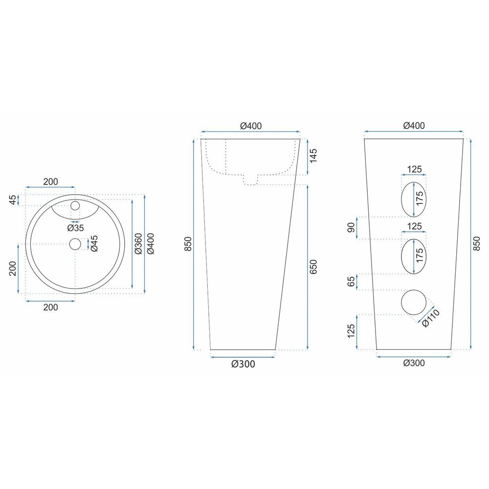 Szabadon álló mosdó Blanka Natural Matt Marble