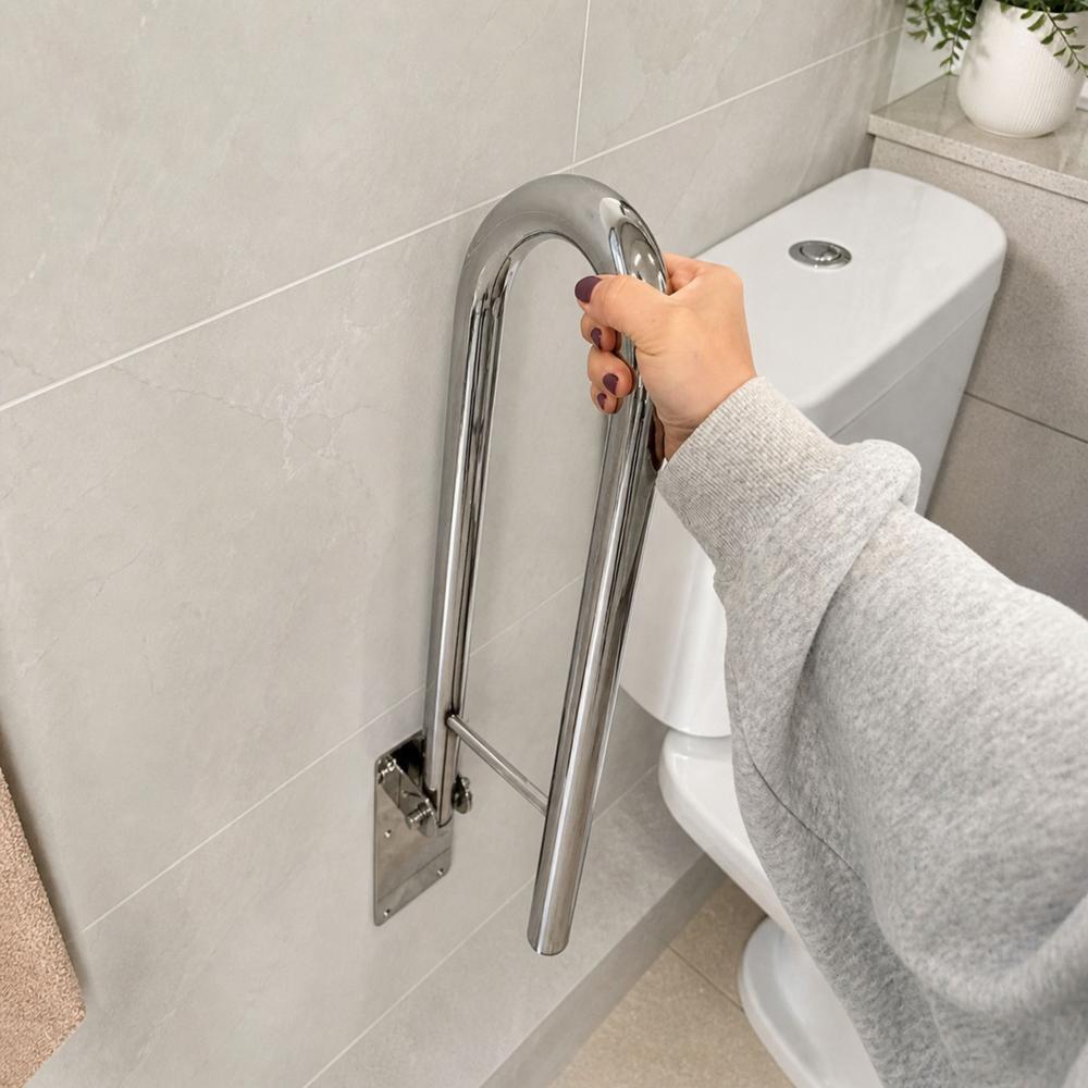 Folding bathroom grab bar Chrome