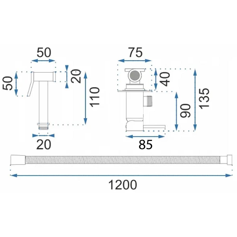 REA Lungo Loop Bidet akumulators Diamond Chrome