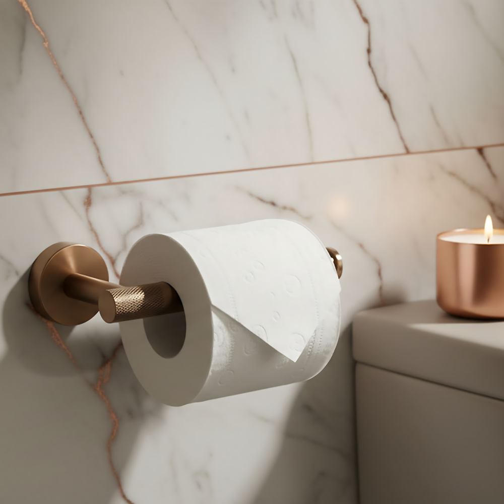 Kylpyhuonetarvikesetti GRID Brush Copper 4 osaa