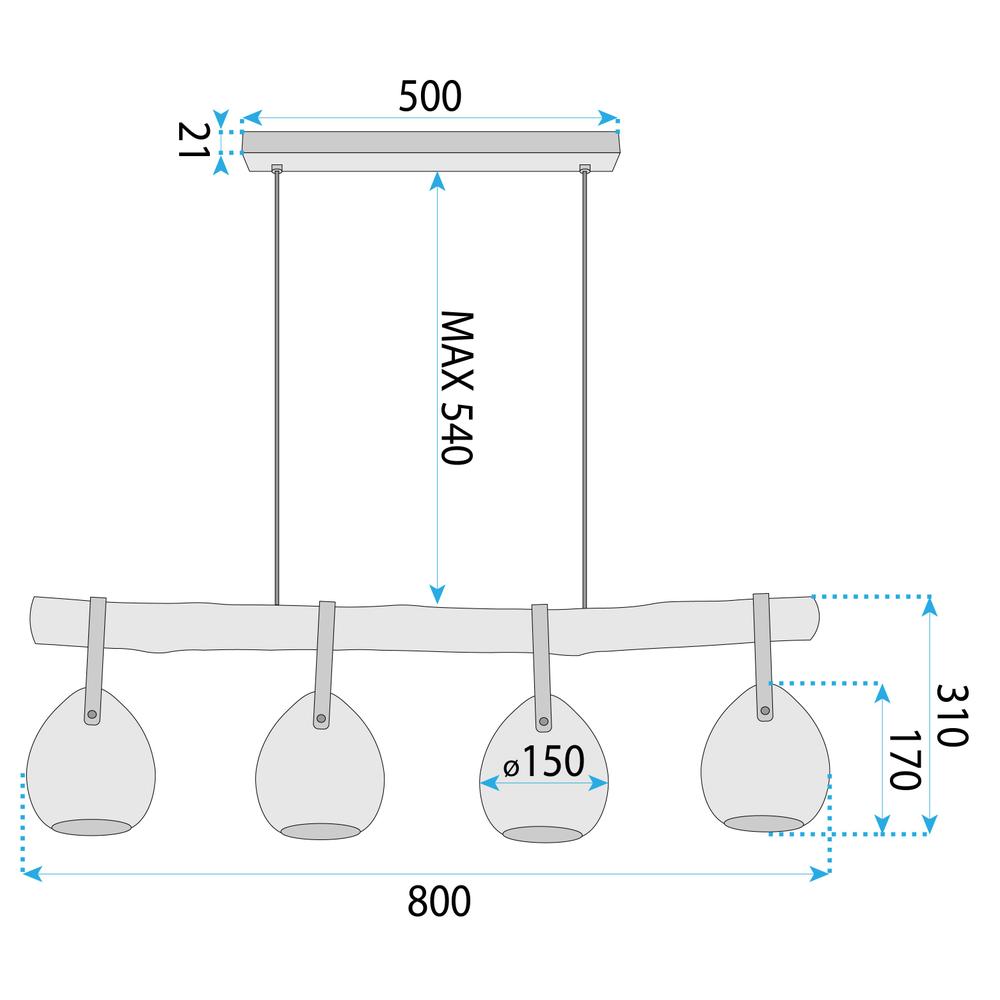 Deckenlampe APP1775-4CP WOOD GREY