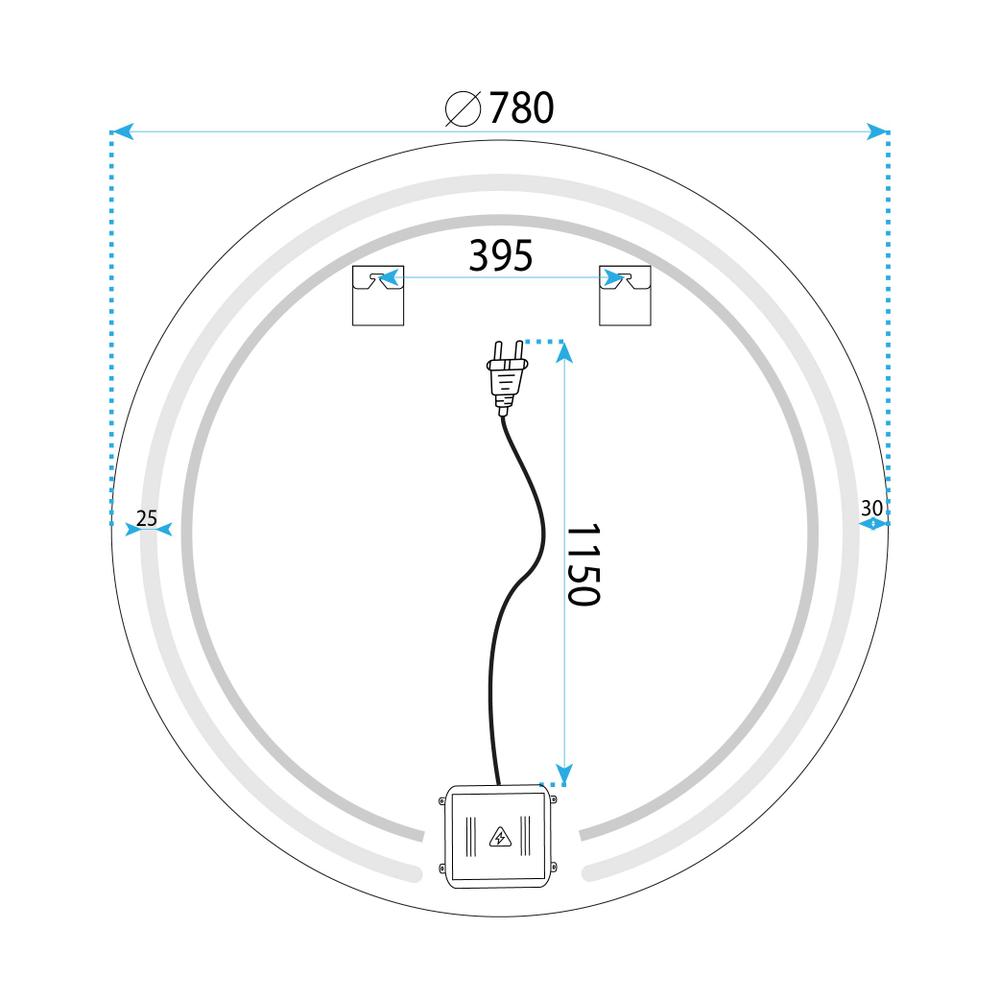 Miroir LED 80cm Modern