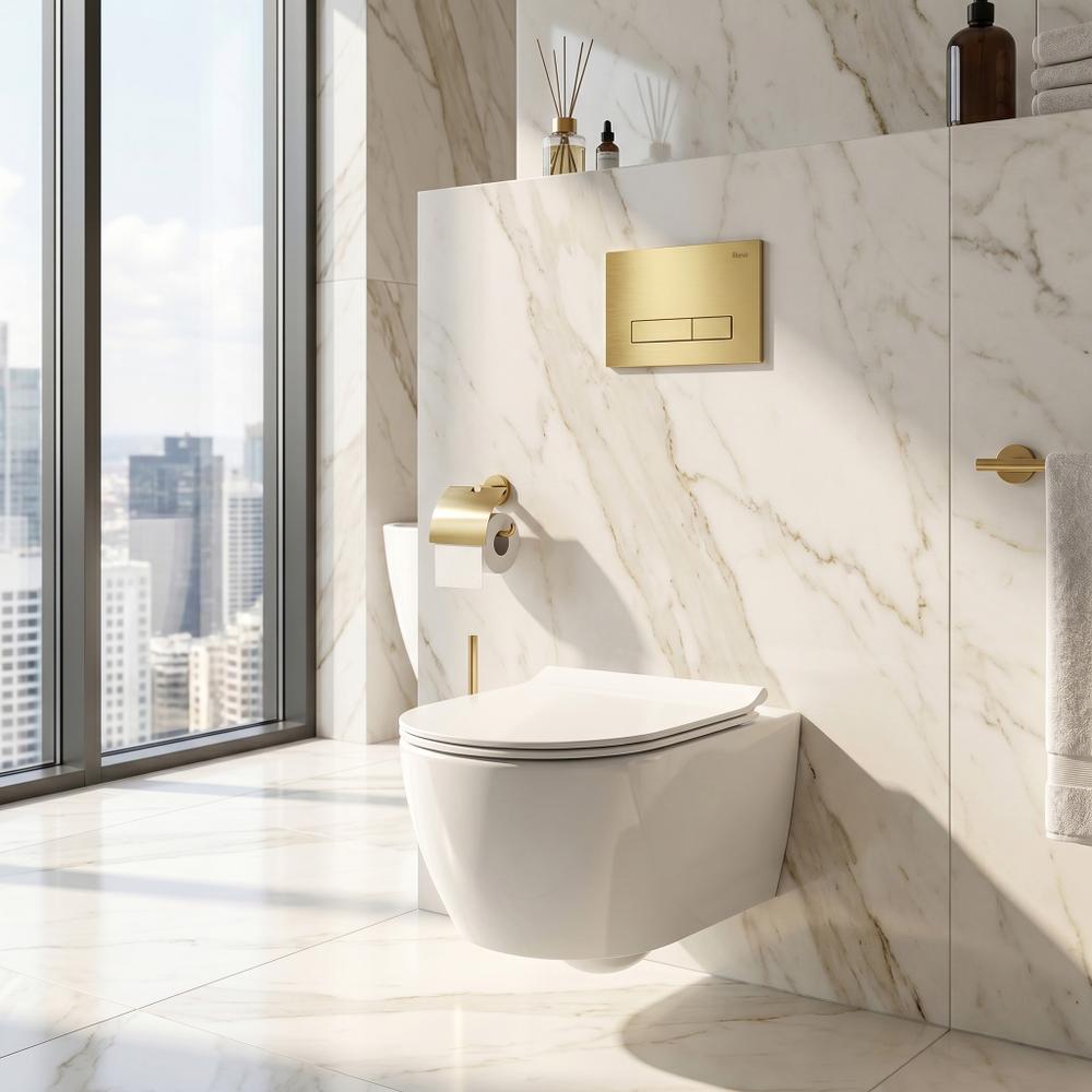 Stelaż zestaw podtynkowy Slim 024N do mis WC z przyciskiem HD Złoty