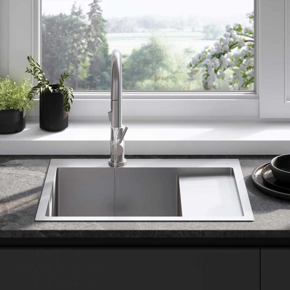 Stainless steel sink Fin BRUSH NICKEL