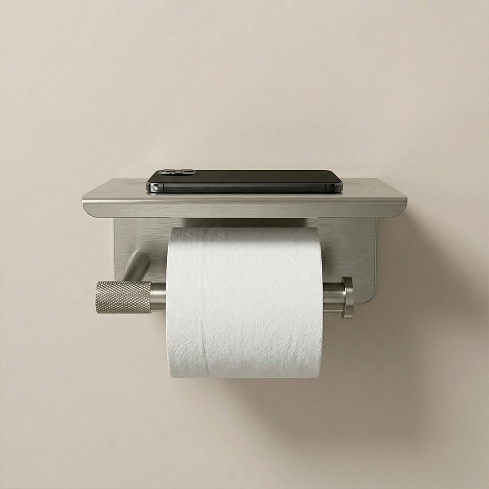Držač toaletnog papira s policom 6613 Modern Nickel Brush