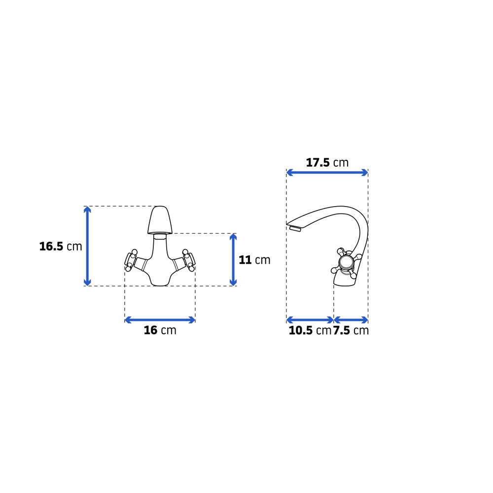 Torneira para lavatório antiga Rea Retro preta baixa