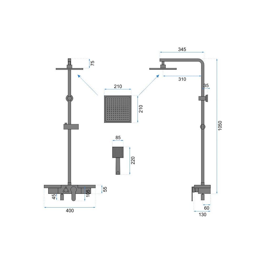 REA Bravo zelta matēts dušas komplekts