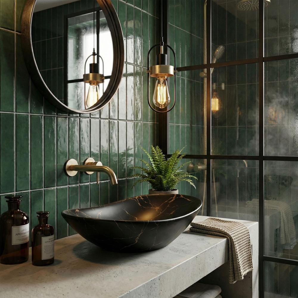 Nadgradni umivaonik Rea Royal 60 Black Marble Mat