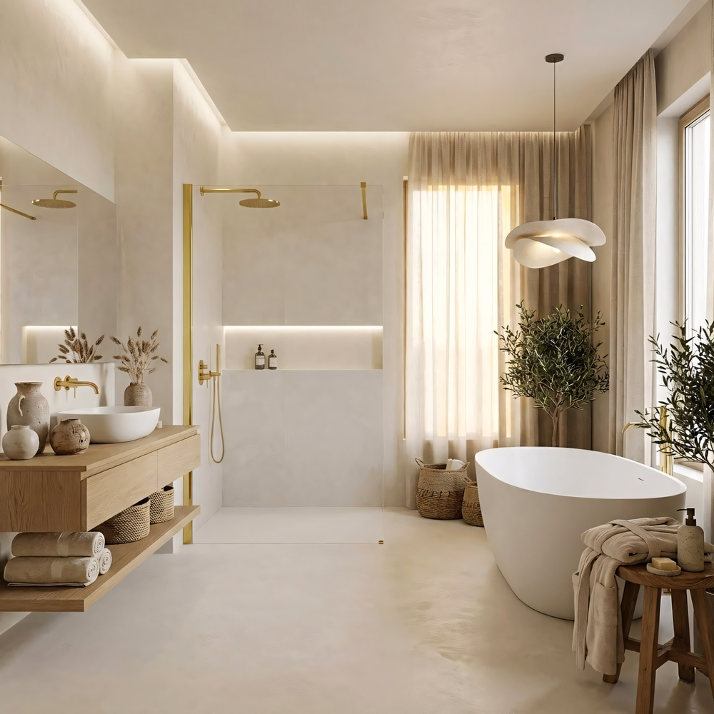 Duschwand Rea Flexi Transparent / Gold 130