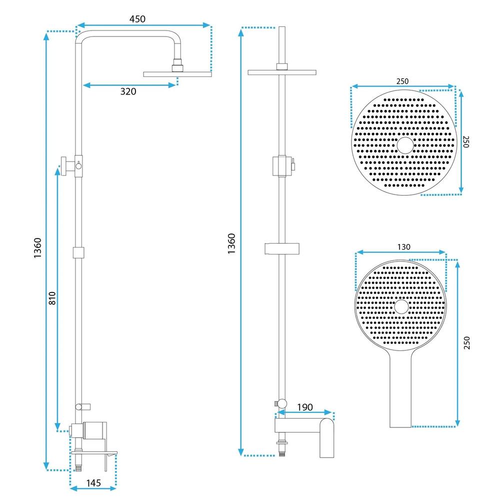 Shower set REA Veneta Brush Gold