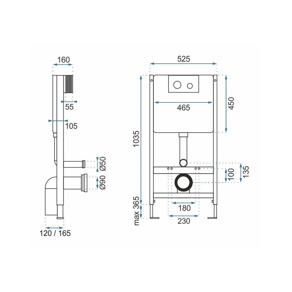 WC-eelne paigalduskomplekt H-nupuga Gold