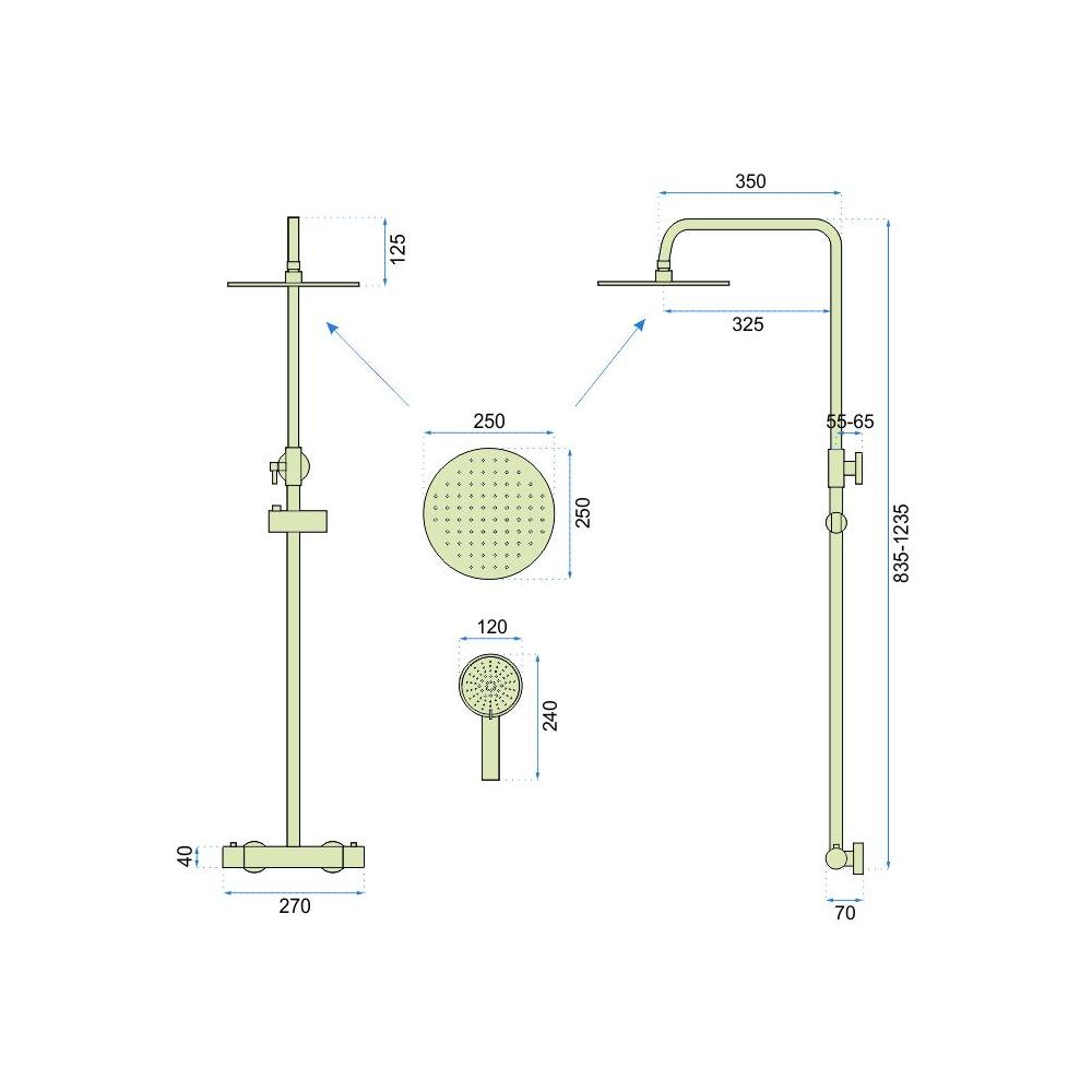 Coloana de dus cu termostat REA VINCENT Black