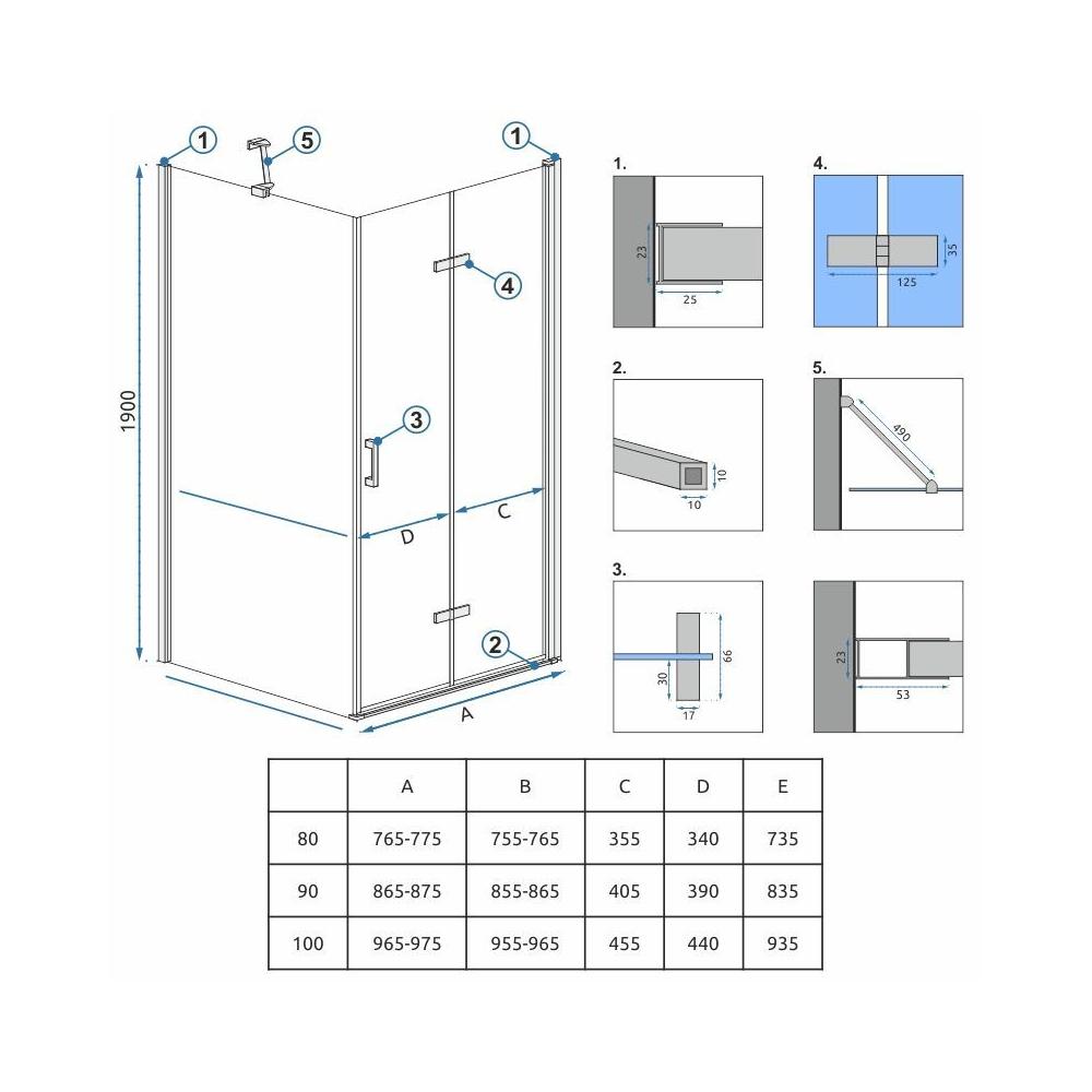 Cabina doccia Rea Molier Chrom 80x90