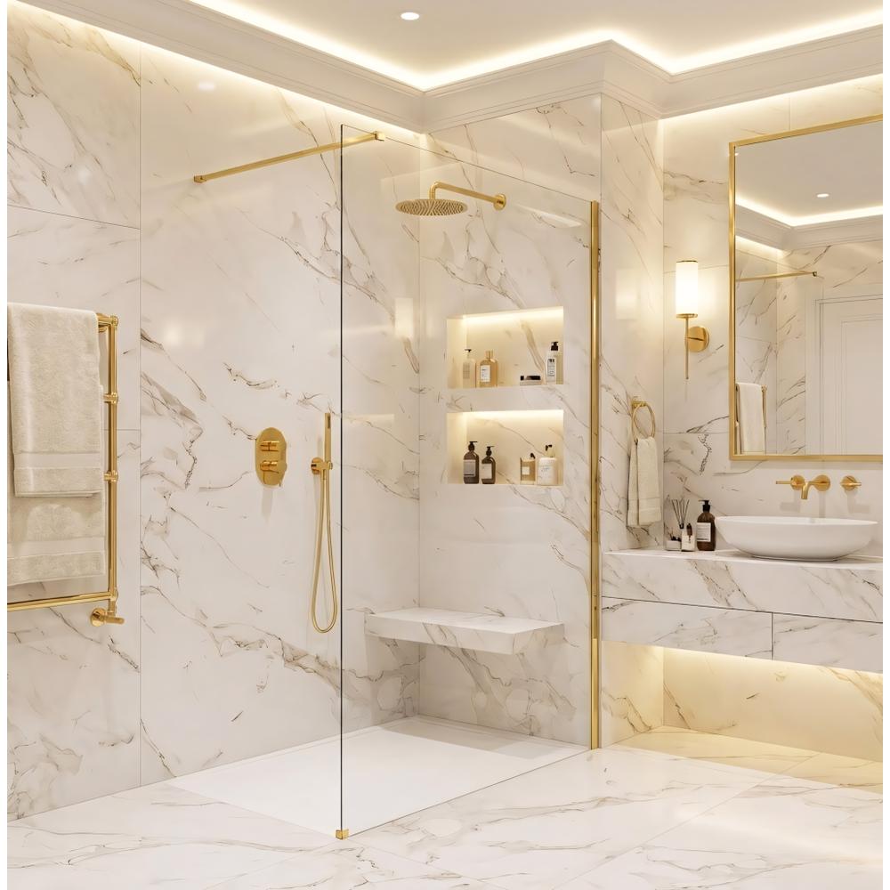 Duschwand Rea Flexi Transparent / Gold 140