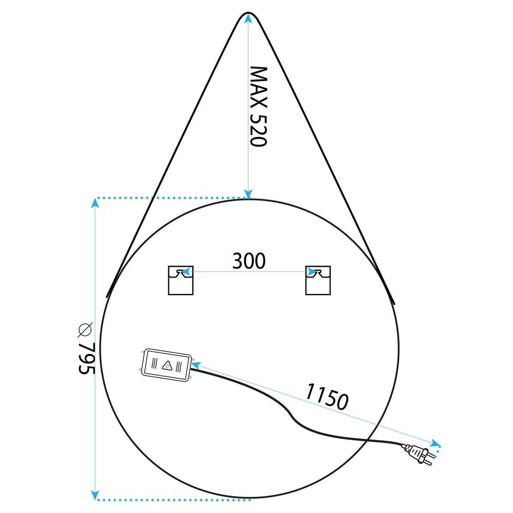 Scáthán Bhabhta LED Crochta ar Stráip 80cm 105