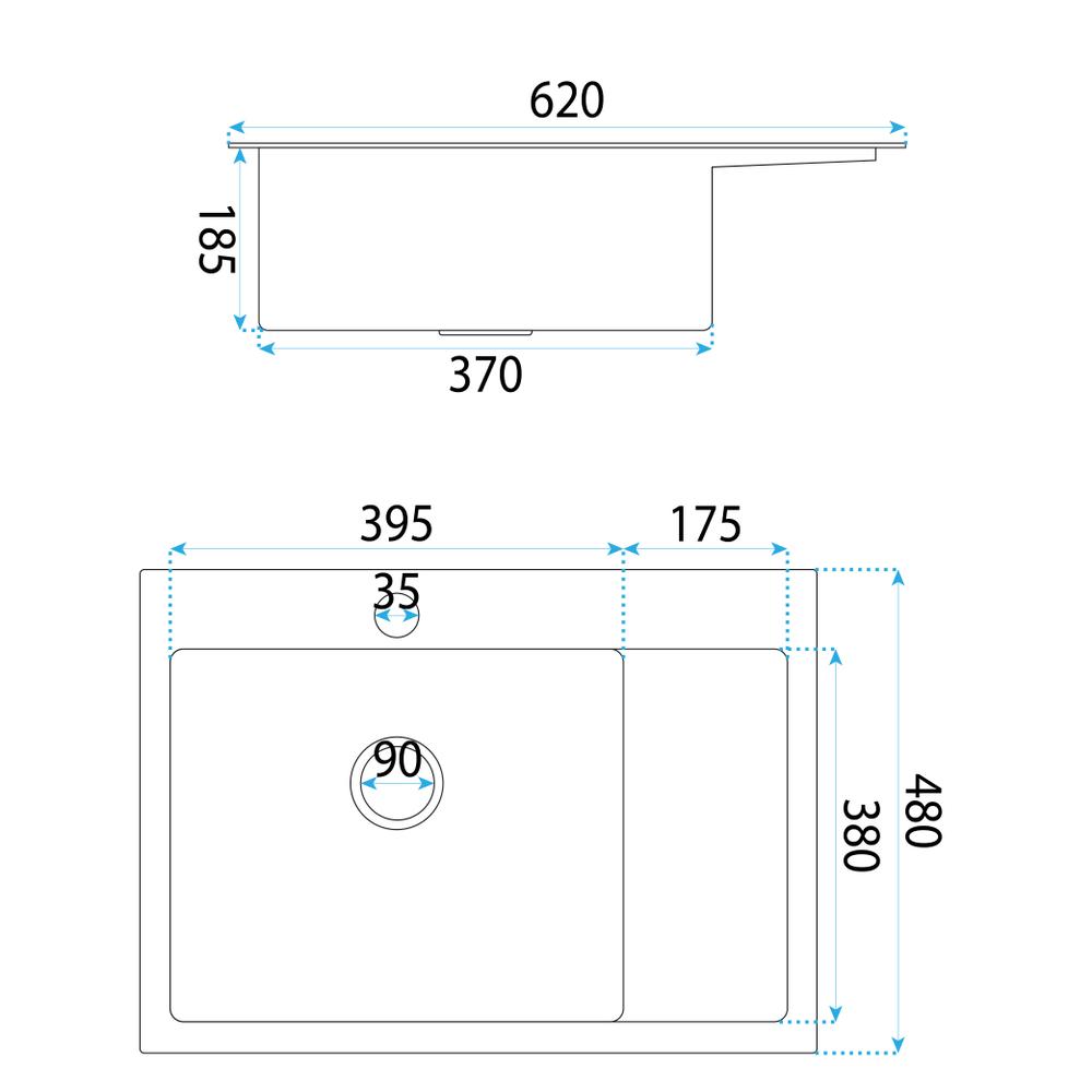 Stainless steel sink Fin Black