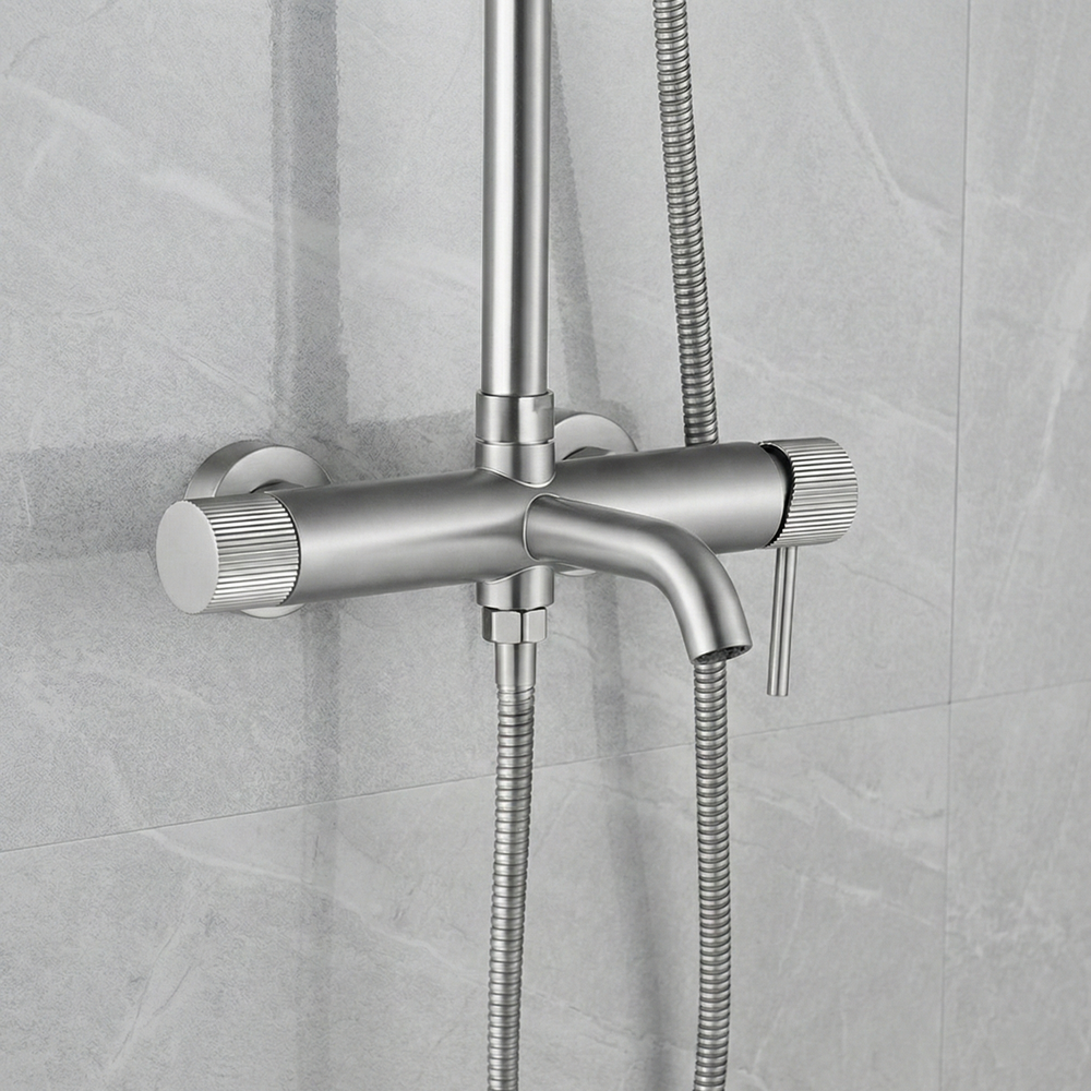 Rea Lungo Stripe Brush Nickel dušo komplektas