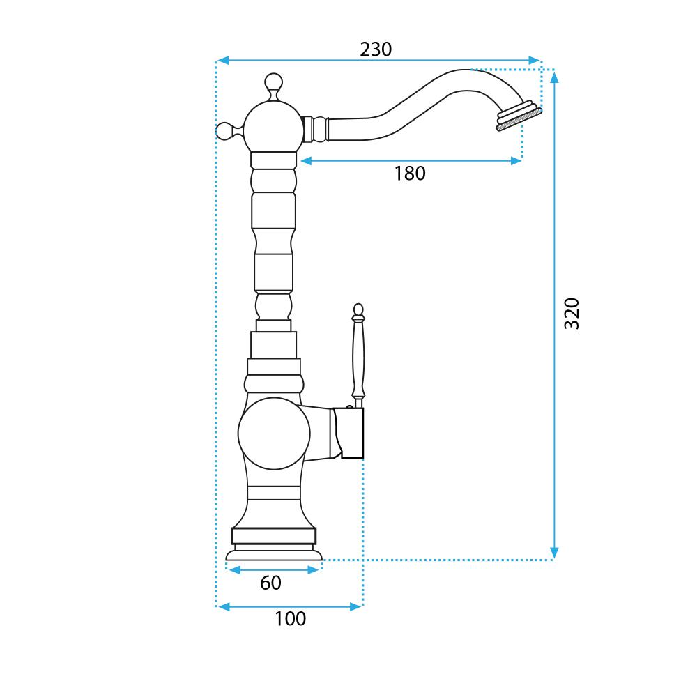 Rea VENICE ANTIQUE BROWN HIGH keittiön pesuallashana