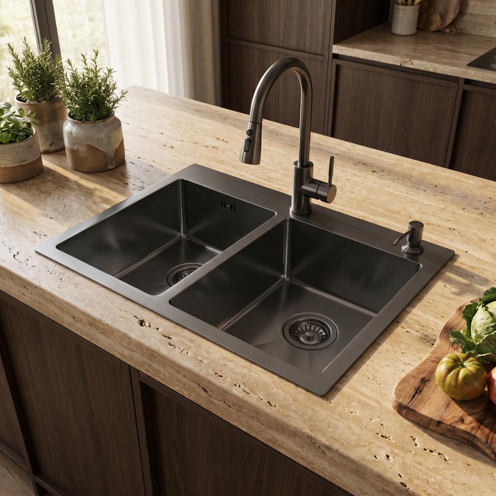 Stalen spoelbak Toby  Black