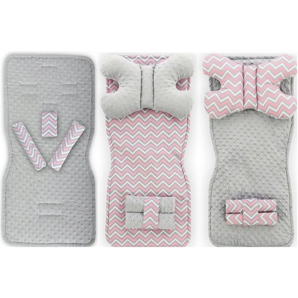 Mata do wózka dwustronna 4w1 Pink/Grey ZigZag