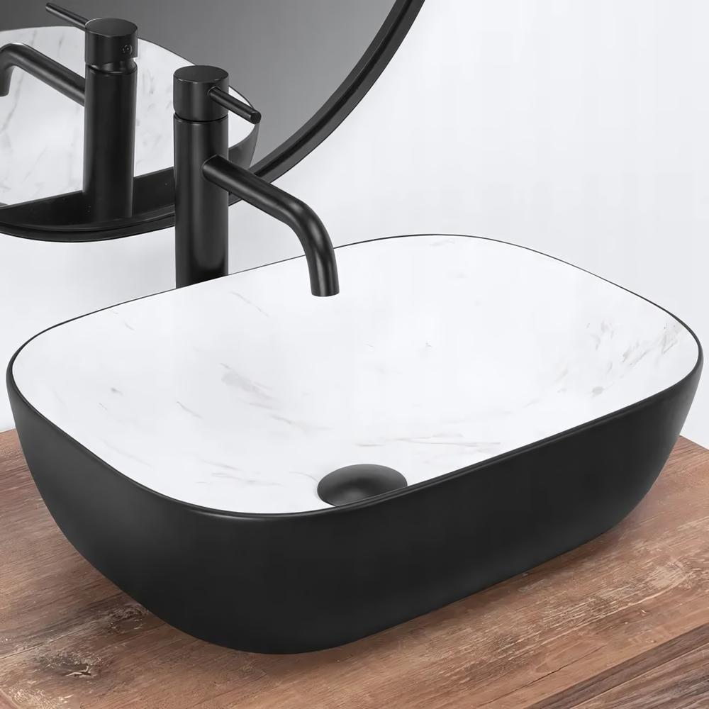 Umyvadlo na desku REA BELINDA Black Calala mat
