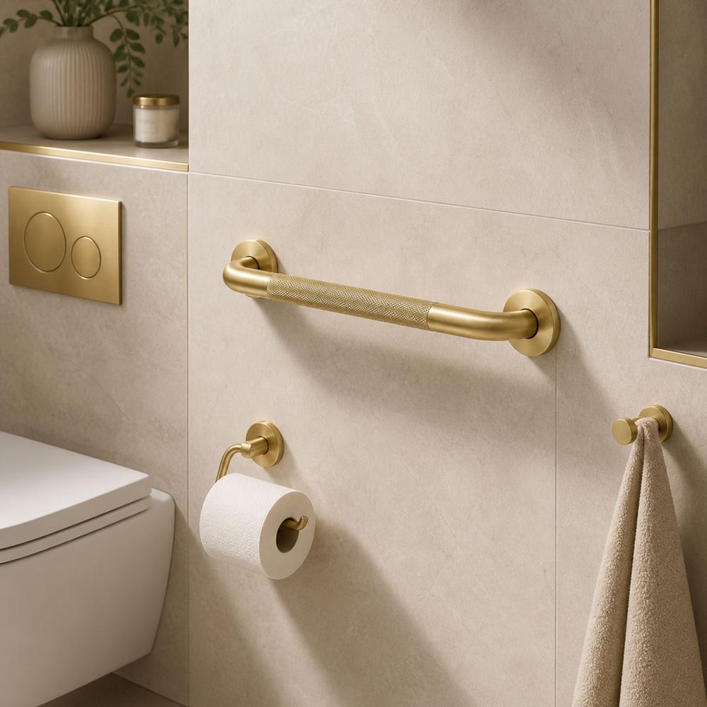 Straight bathroom grab bar Brush Gold