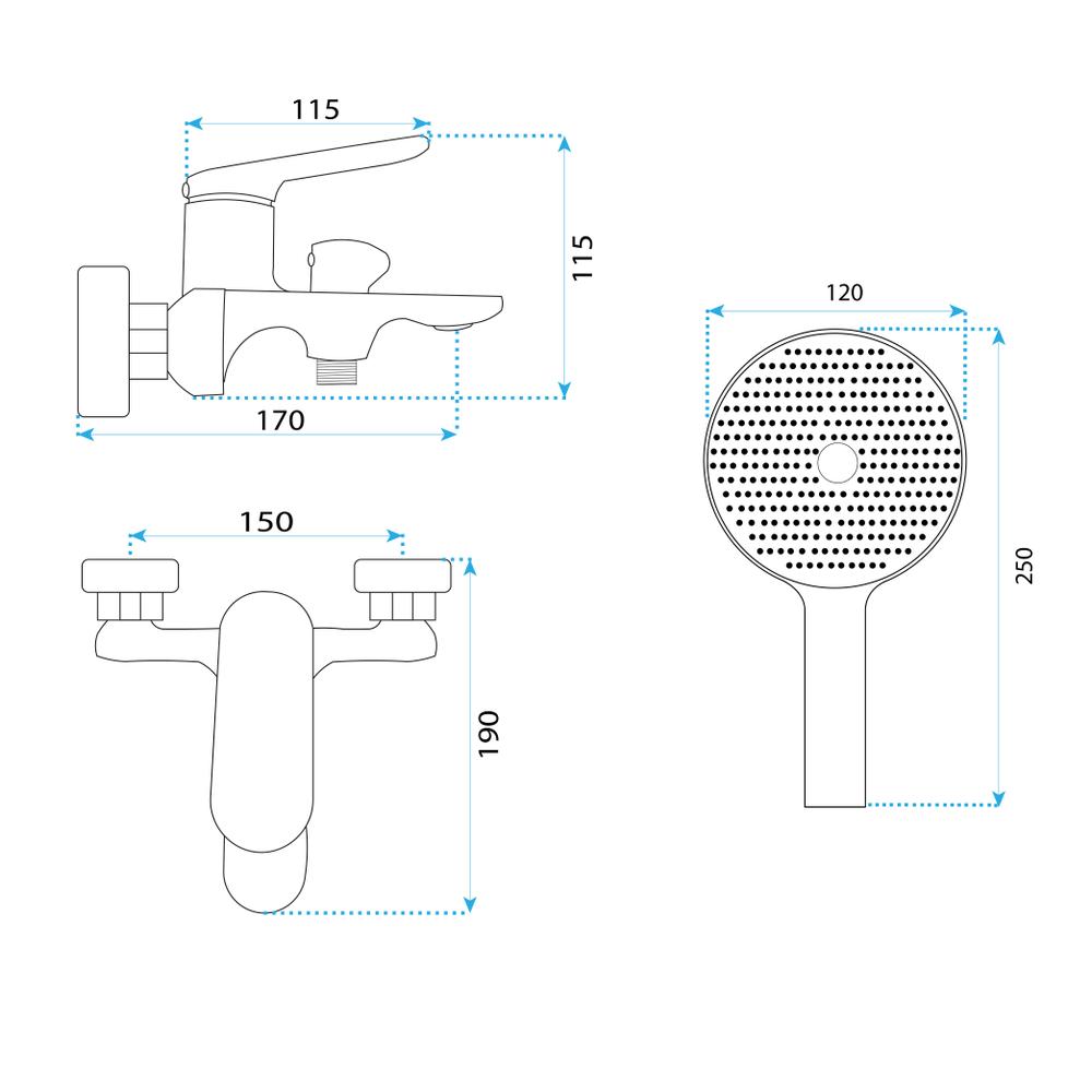 Vanová baterie REA Marco - broušené zlato