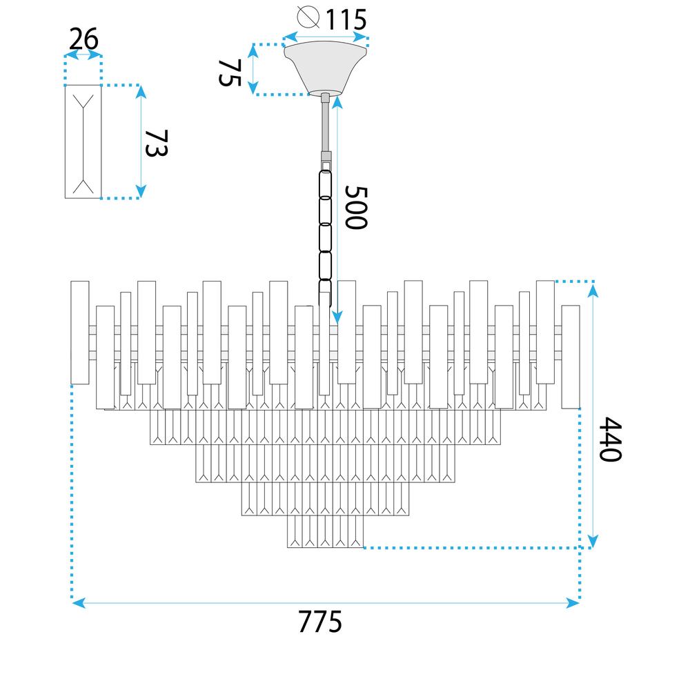 Hängelampe G053-CP 80CM Gold