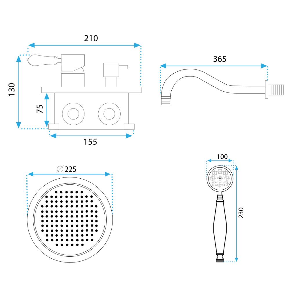 Set doccia da incasso Rea Serra Brush Gold + BOX