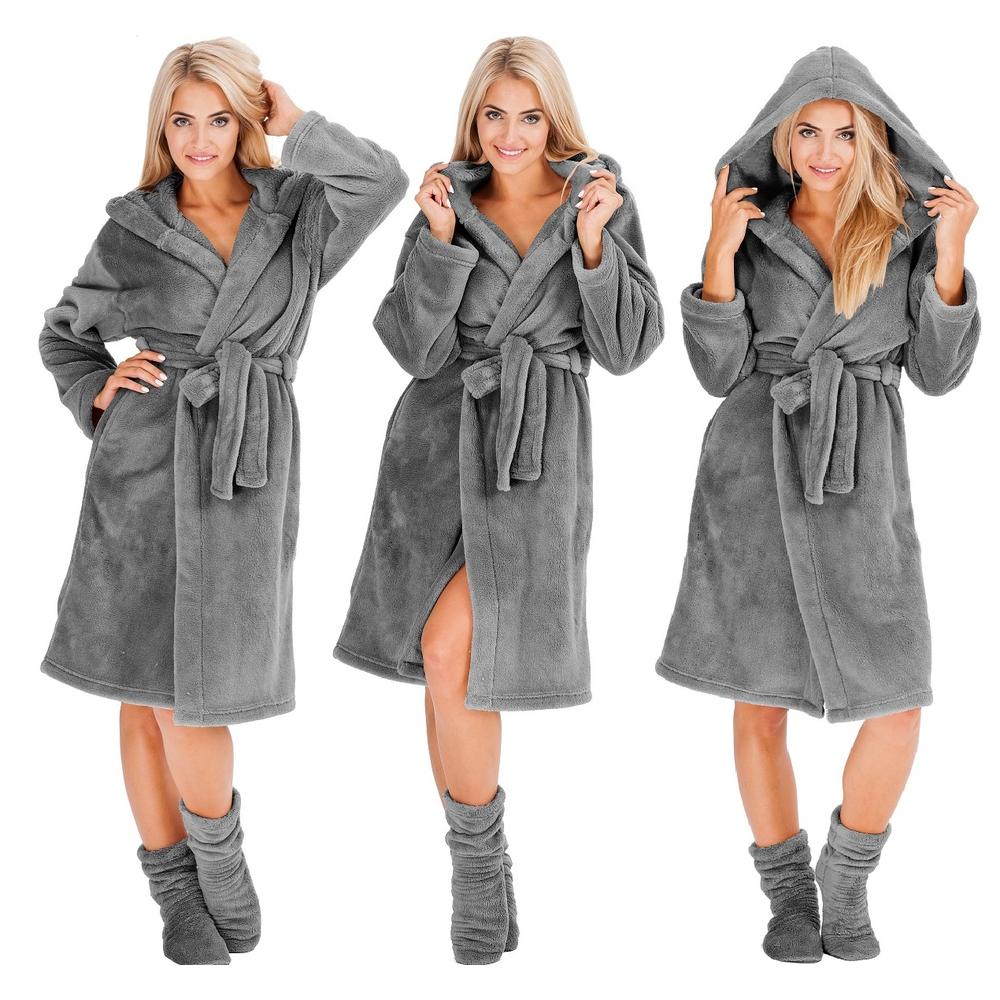 Bathrobe Nancy Grey + Socks S/M