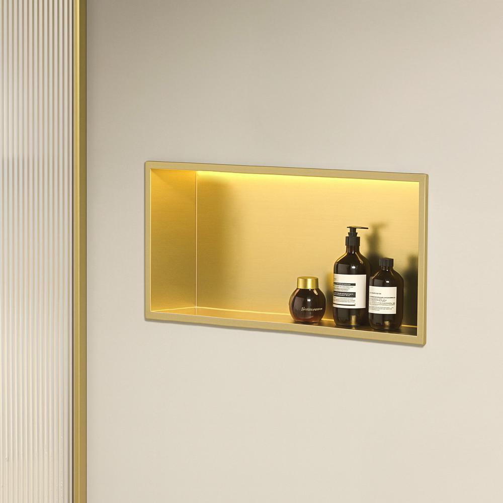 bathroom shelf LED 30x60 brush gold