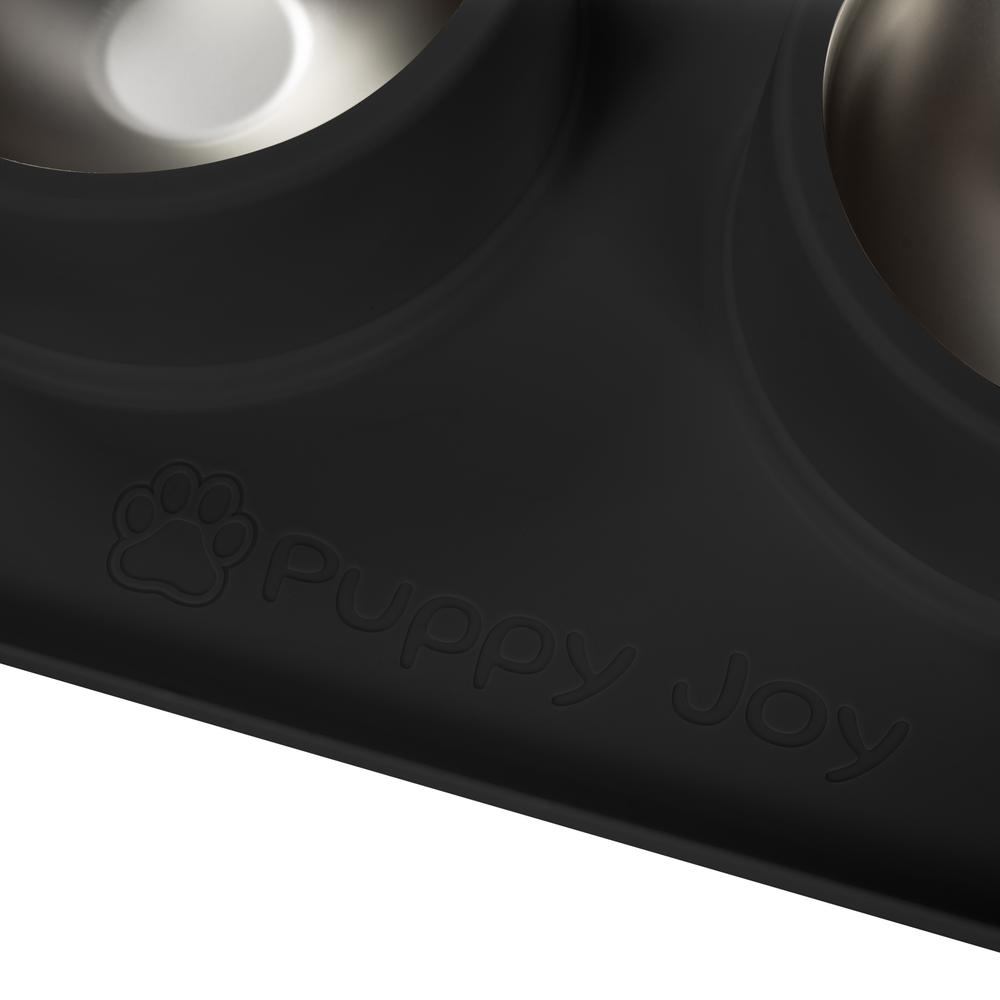 Metalowe Miski Dla Psa lub Kota z Antypoślizgową Matą Czerń PJ-086