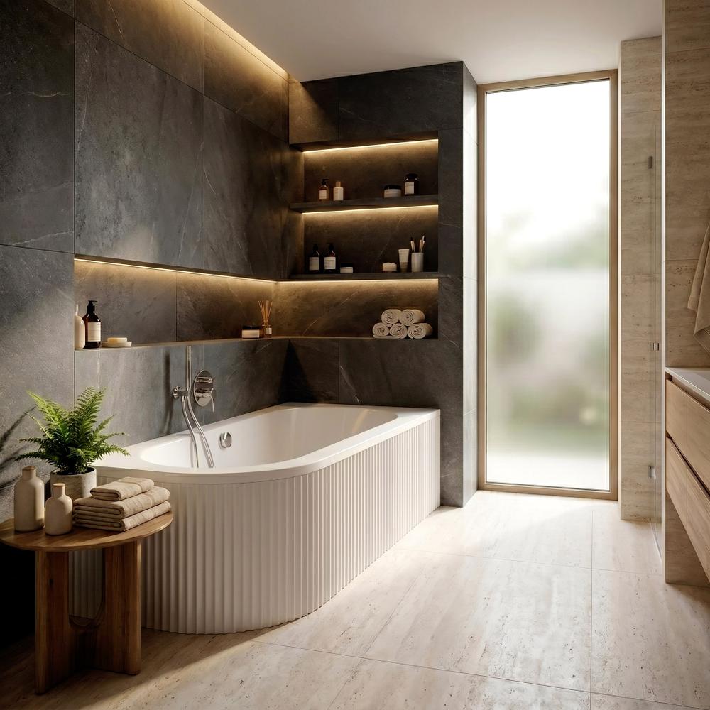 Wanna Akrylowa Narożna Rea Orion Stripe Prawa 160
