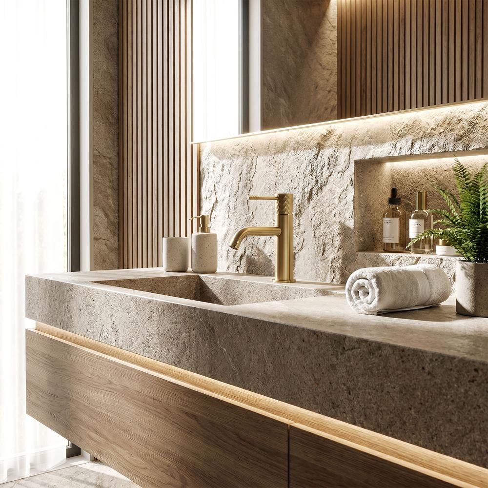 Robinet de lavabo Rea Lungo Diamond Brush Gold