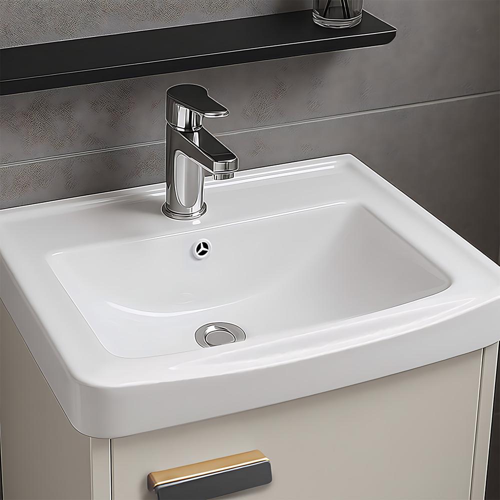 Ensemble de meubles de salle de bain Molly 40cm Beige meuble avec lavabo + miroir + étagère