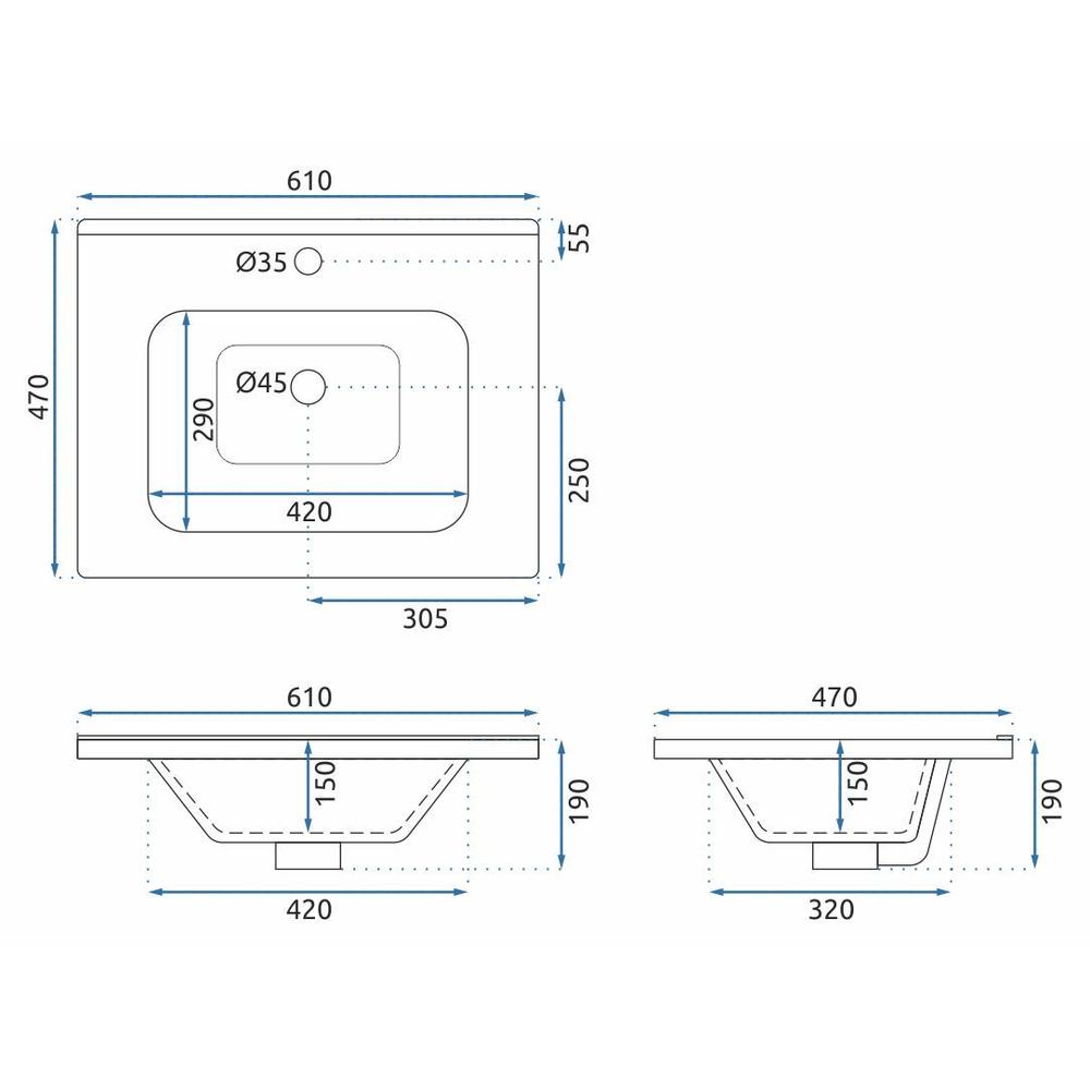 Conjunto de móveis de banheiro Astor 60cm Grey