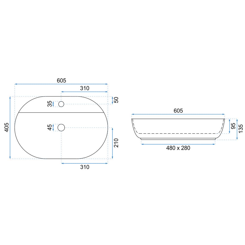 Lavatório de apoio Rea Aura 61 White Gold Brush