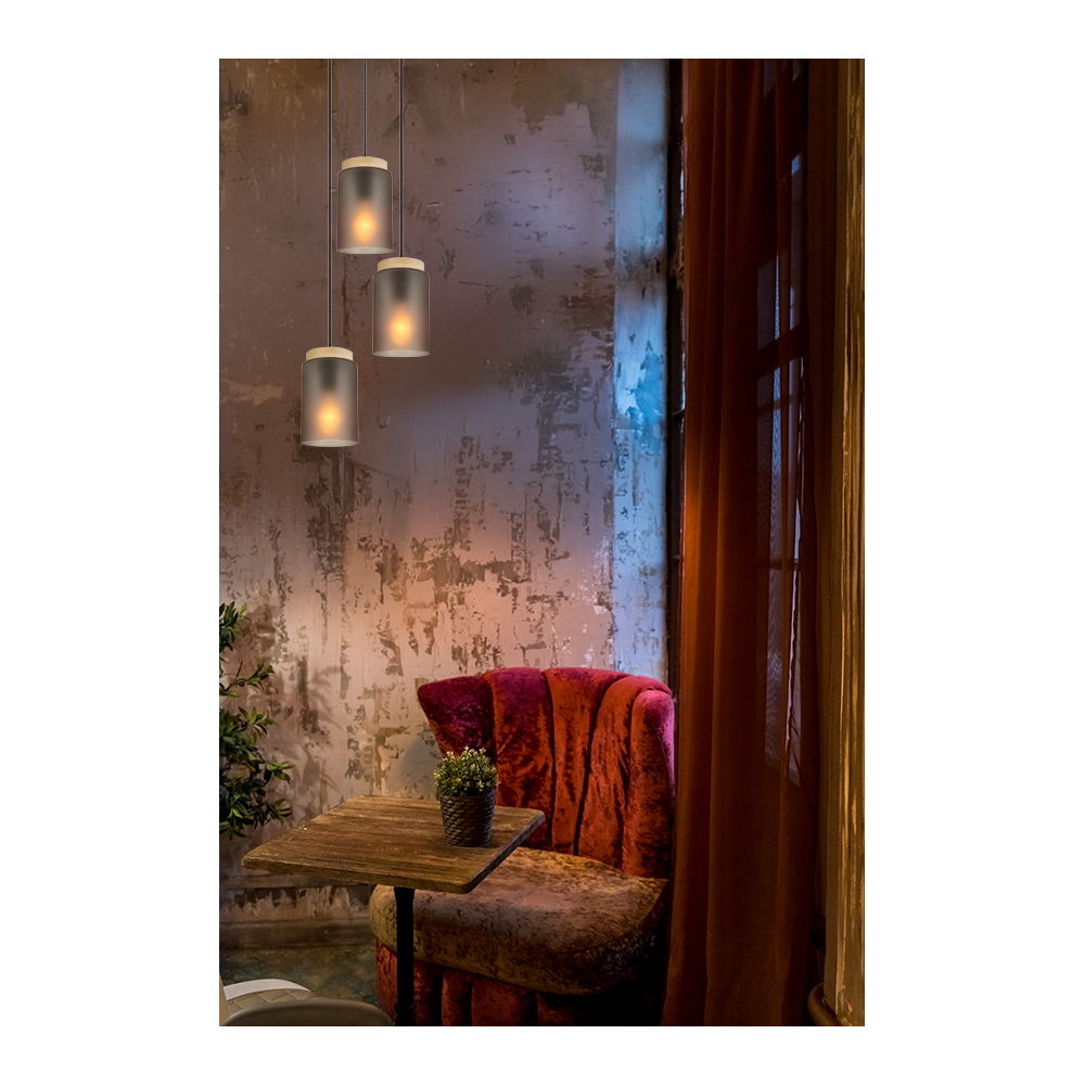 Hängelampe  APP1811-3CPR Frosted Grey