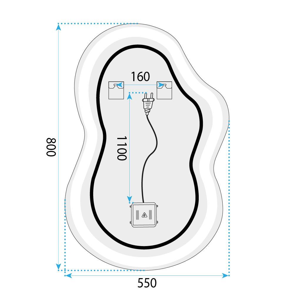 LUSTRO ŚCIENNE LED UNO 80x55 cm