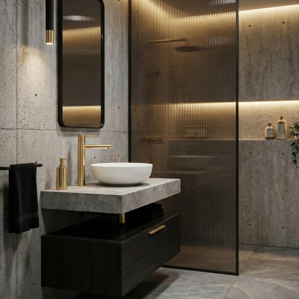 Umývadlová batéria REA TESS - brúsené zlato, vysoká