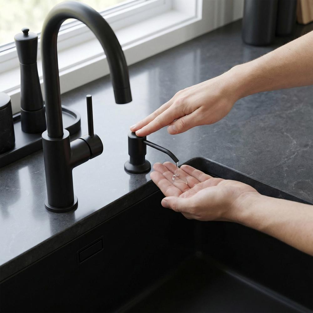 Дозатор жидкости для кухонной мойки Rea LON Black