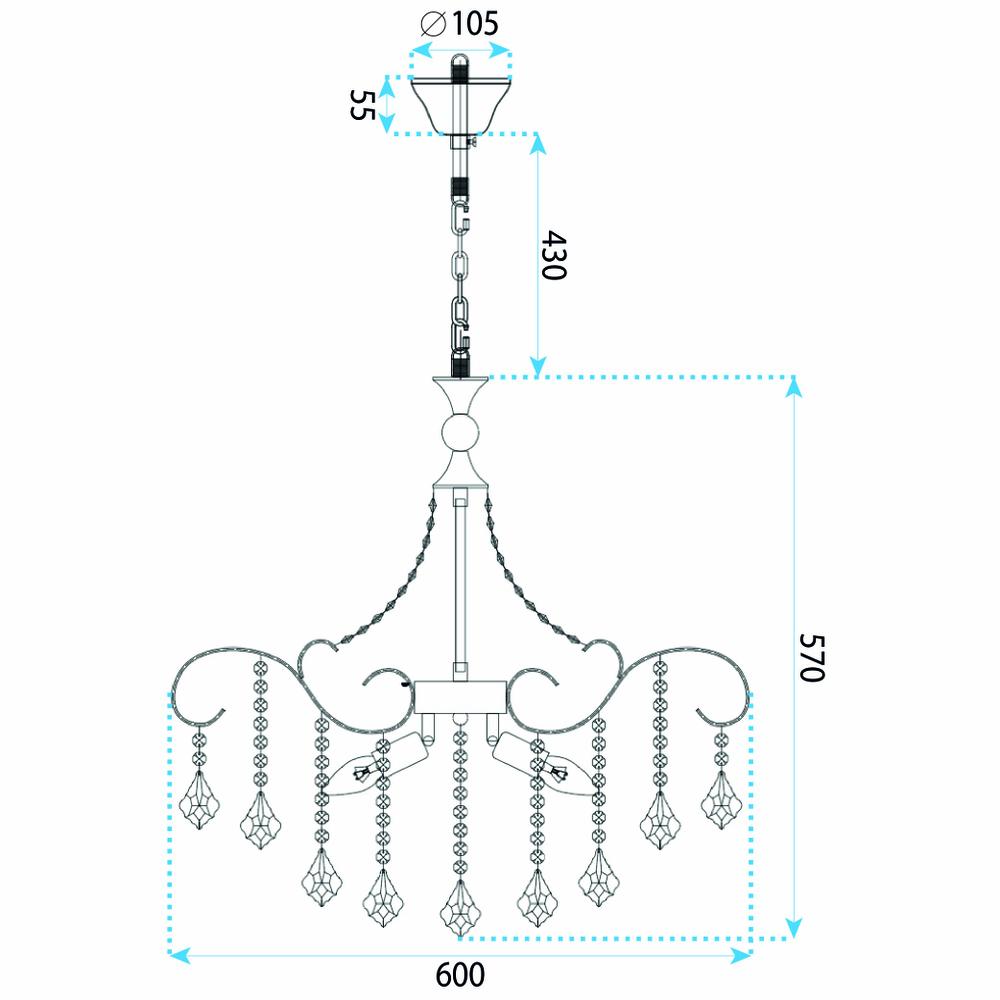 Lampa Wisząca z Kryształami SWE081-CP 60cm Złota